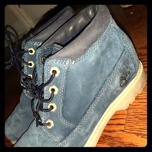 Navy Blue Genuine Leather Vintage Timberlands
